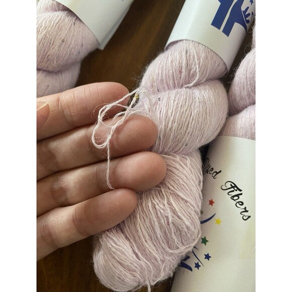 Fancy Soft 3 Skeins Yarn Light Purple Colorful Mini Sequins 150g #411 - Picture 3 of 5